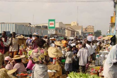 a Ghanaian market place.