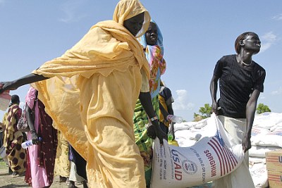Receiving food aid (file photo).
