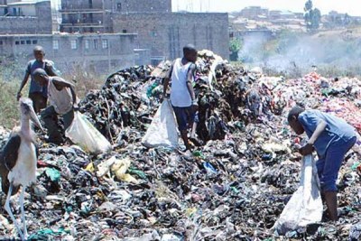 Children scavenging in a dump site in Nairobi.