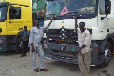 Truck drivers at a truck station outside Port Sudan (file photo).