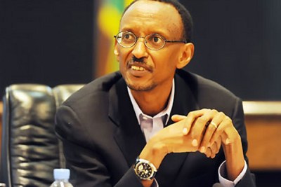 President Kagame at a press conference (file photo).