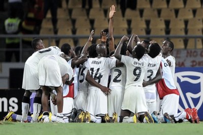 The Black Stars of Ghana celebrate a victory against Angola (file photo).