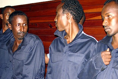 Suspected Somali pirates arraigned at a court in Mombasa.