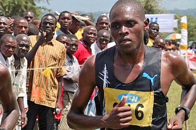Moses Kipsiro, pictured running in Uganda, won two gold medals at the 2010 Commonwealth Games in India.