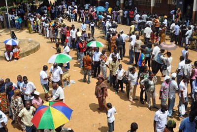 Queuing for elections in Cote d'Ivoire.
