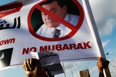 Protesters in Cairo call for the resignation of Hosni Mubarak in 2011.