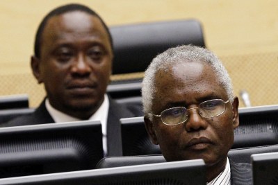 Uhuru Muigai Kenyatta and Francis Kirimi Muthaura at the 8 April 2011 initial hearing at the ICC.