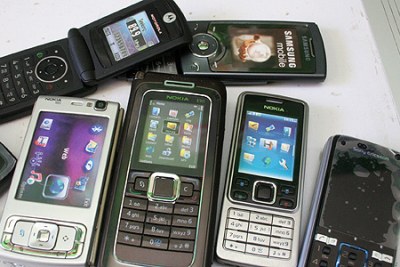 Models of mobile phones.