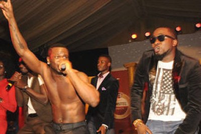 Ice Prince and P-Square on stage.