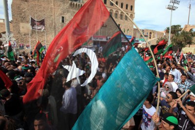 Le drapeau libyen.