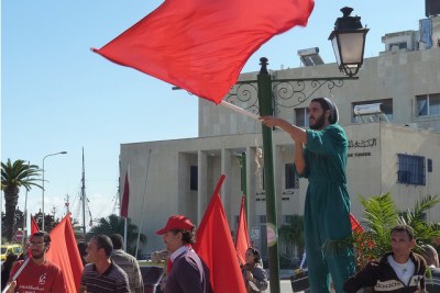 Protesters at an Occupy protest in Tunisia.