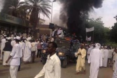 The German embassy in Khartoum was set alight by protesters angry about an anti-Islam film made in the U.S.