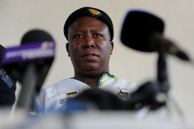 Julius Malema listens to the grievances of suspended in Johannesburg on Wednesday, 12 September 2012.
