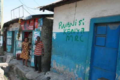 This photo shows graffiti written by MRC adherents in Mombasa. The groups clarion call is Pwani si Kenya meaning Coast is not Kenya (file photo).