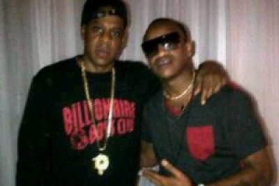 Big Brother Stargame housemate Prezzo with hip-hop superstar Jay-Z.