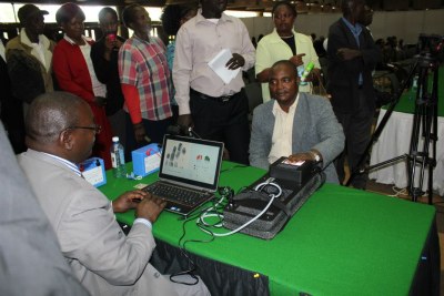 A voter is registered using the Biometric Voter Registration kit (file photo).