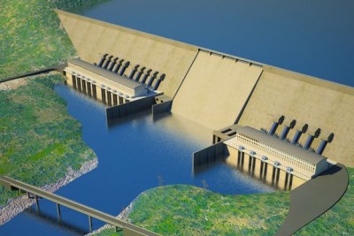 Artist's impression of the Renaissance Dam under construction on the Blue Nile in Ethiopia.