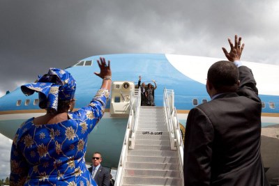 President Obama headed back to the U.S. with a refueling stop back in Senegal.