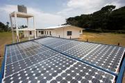 Solar power panels generate energy for a local administrative building in Liberia. Economic Community of West African States (ECOWAS) have successfully established a regionally coordinated framework to transition to energy efficient lighting.