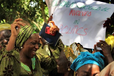 Des femmes lors d'une manifestation au Nigeria