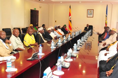 President Yoweri Museveni meeting with some of the Muslim leaders in Uganda (file photo).