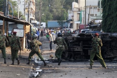 Youth clash with police outside the militant Masjid Musa Mosque after the death of Sheikh Aboud Rogo in 2012, accused by Kenya and the US of terrorism activities (file photo).