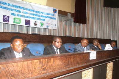 Ouvertures du processus de la réduction des émissions causées par la déforestation et la dégradation des forets « Redo+ » en RDC par des membres du gouvernement central le 01/09/2014 à Kinshasa.
