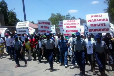 Demonstrators march against Ray Kaukonde who is widely seen as  Joice Mujuru ally.