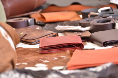 Leather products at the Livestock and Fish Ethiopia value chain marketplace.