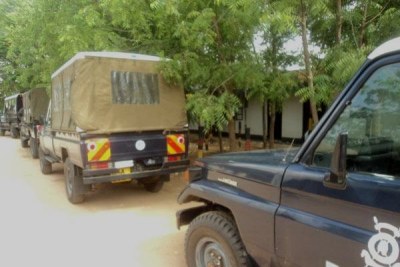 Police cars in Garissa. At least four vehicles were burnt by Al-Shabaab.
