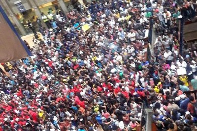 Wits University students protesting fee increases.