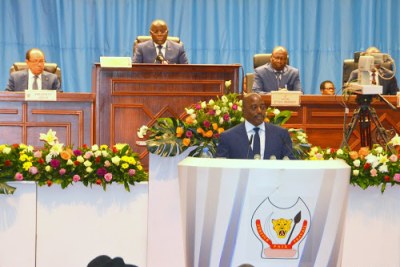 Le Président Joseph Kabila lors de son discours sur l’Etat de la Nation le 14/12/2015 à Kinshasa.