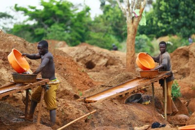 Gold mining in Uganda (file photo).