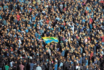 Manifestation à Rabat, au Maroc, le 30 octobre 2016, en hommage au poissonnier tué