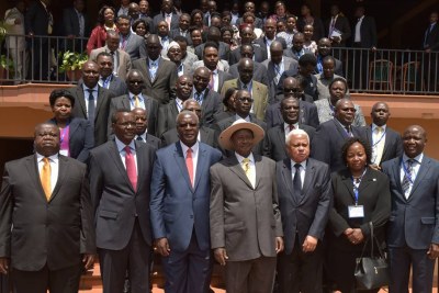 Chief guest Museveni with East African Magistrates And Judges.