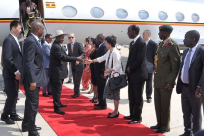 President Yoweri Museveni in China (file photo).