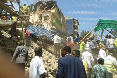 A building that collapsed in Kisii town.