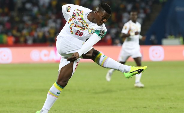 Keita Baldé of Senegal shoots during his side's clash with Zimbabwe at the African Cup of Nations finals in Gabon.