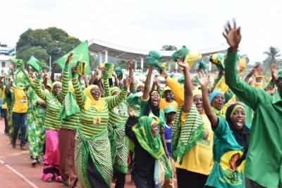 Chama Cha Mapinduzi (CCM) members at a public rally.