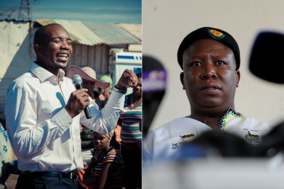 Mmusi Maimane of the Democratic Alliance and Julius Malema of the Economic Freedom Fighters.