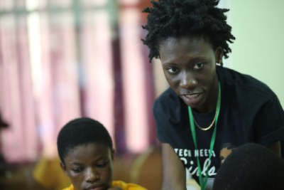 Abigail Asamoah gives back to the community volunteering to mentor young girls in Ghana through the Tech Needs Girls initiative.