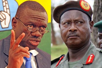 Opposition leader Kizza Besigye and President Yoweri Museveni.