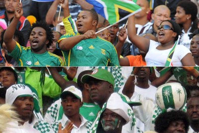 Bafana and Super Eagles fans (file photo).