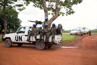 Une patrouille de la MINUSCA à Bangui, en République centrafricaine