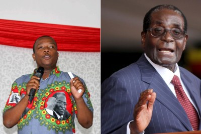 Zanu-PF youth leader Kudzai Chipanga and President Robert Mugabe (file photo).