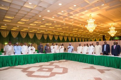 Acting President Yemi Osinbajo with governors.