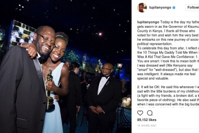 Lupita shared a list of ten things her dad taught her in life.