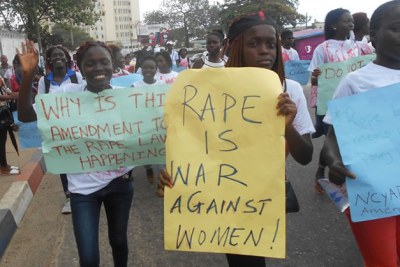 Hundreds of angry women from various women and youth groups of Liberia took to the streets of Monrovia in protest of the rape amendment bill recently by the Senate.