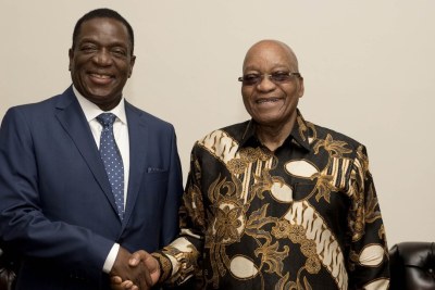 Zimbabwe's incoming leader Emmerson Mnangagwa paid a courtesy call on President Jacob Zuma before heading back to Harare, Zimbabwe today, 22 November 2017.