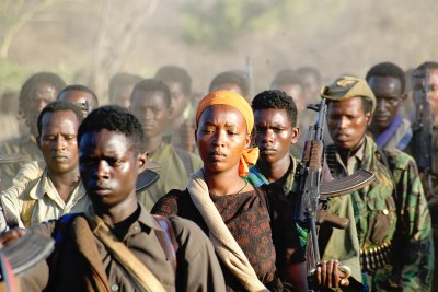 (Photo d'archives)  - Une unité du Front de libération d'Oromo se replie après des semaines de combats. Le militantisme oromo a été la principale raison du récent changement de gouvernement en Éthiopie.